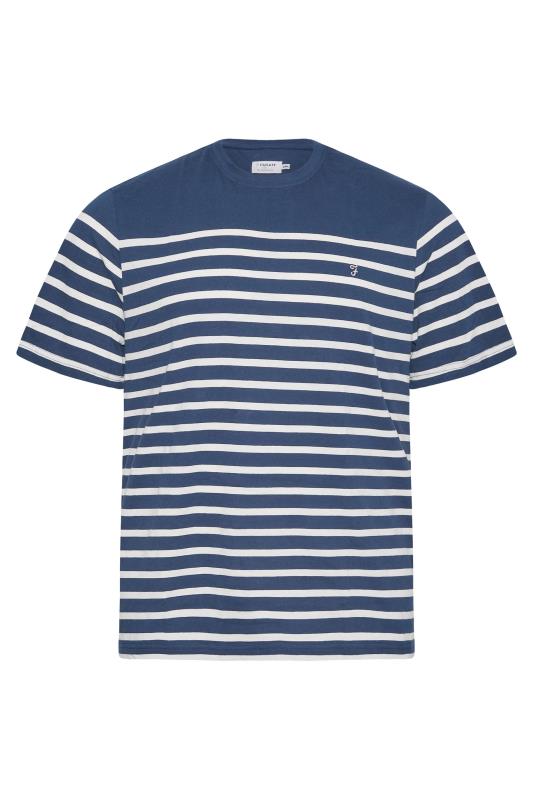 FARAH Big & Tall Navy Blue Organic Stripe Print Ringer T-Shirt 3