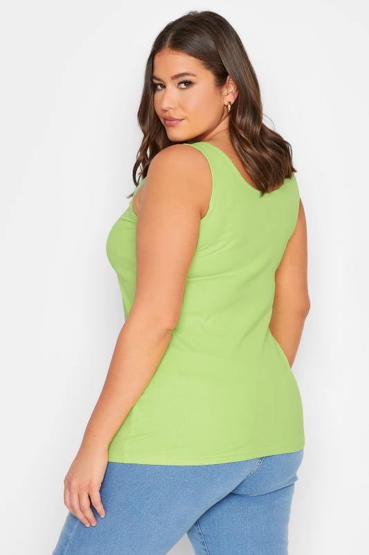 YOURS Curve Plus Size Lime Green Popper Vest Top | Yours Clothing  3
