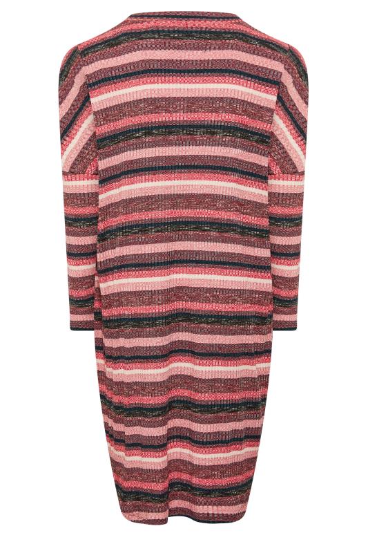 YOURS LUXURY Plus Size Pink Soft Touch Ribbed Pocket Cardigan | Yours Clothing 8