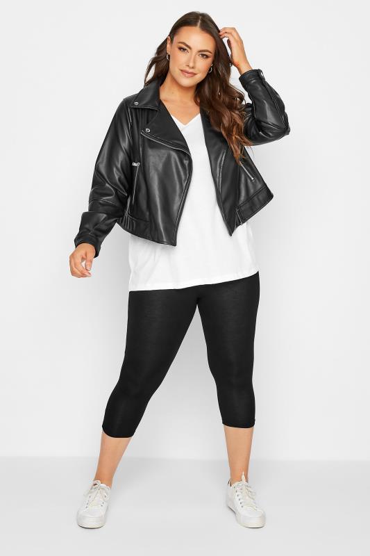Plus Size Black Cropped Leggings | Yours Clothing 2