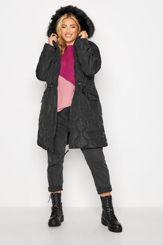 Curve Black Quilted Puffer Coat 2