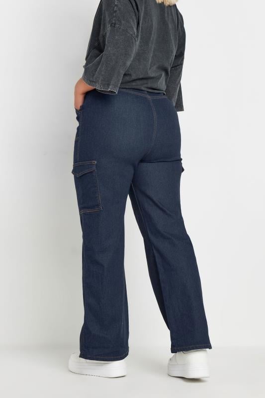 YOURS Plus Size Blue Cargo Pocket Straight Leg Jeans | Yours Clothing 4