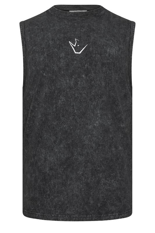 IronRhino Big & Tall Black Acid Wash Old English Vest | BadRhino 6