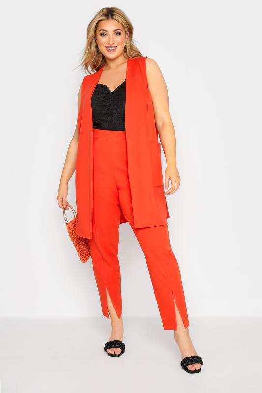 LIMITED COLLECTION Curve Bright Orange Sleeveless Blazer | Yours Clothing 2