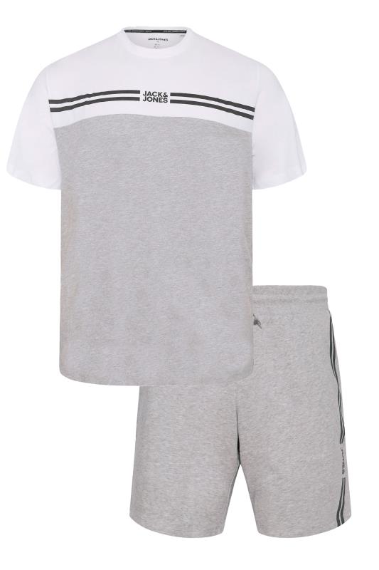 JACK & JONES White & Grey Steve T-Shirt & Shorts Set | BadRhino 4