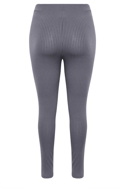 YOURS Plus Size Charcoal Grey Ribbed Leggings | Yours Clothing 6