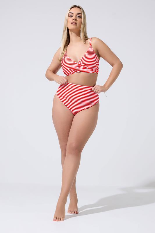 LIMITED COLLECTION Plus Size Red Stripe Bikini Briefs | Yours Clothing 2