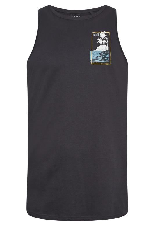 BadRhino Big & Tall Plus Size Mens Charcoal Grey Beach Print Vest Top | BadRhino  4