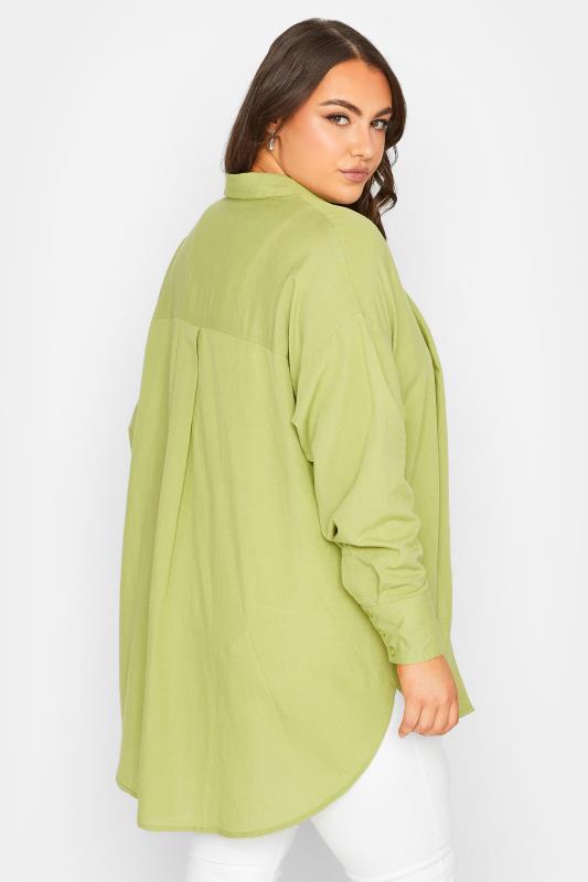 YOURS Plus Size Green Linen Look Shirt | Yours Clothing 3