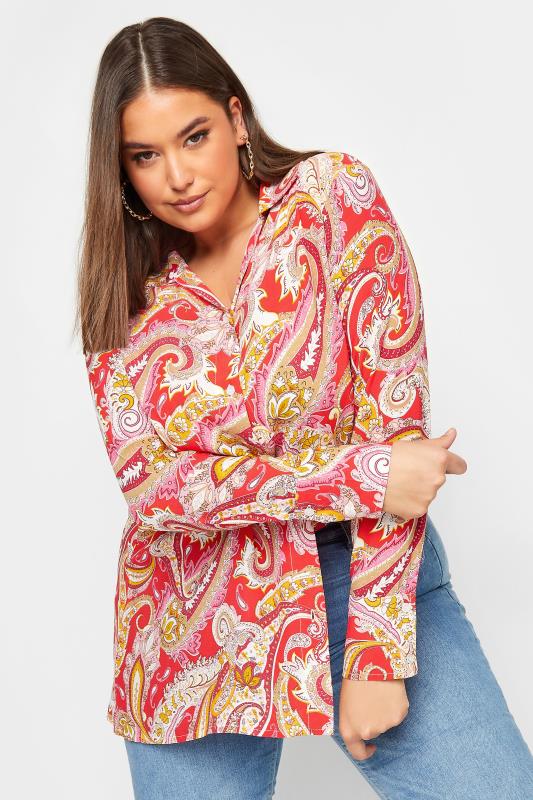 YOURS Curve Plus Size Pink Paisley Print Long Sleeve Shirt | Yours Clothing  1