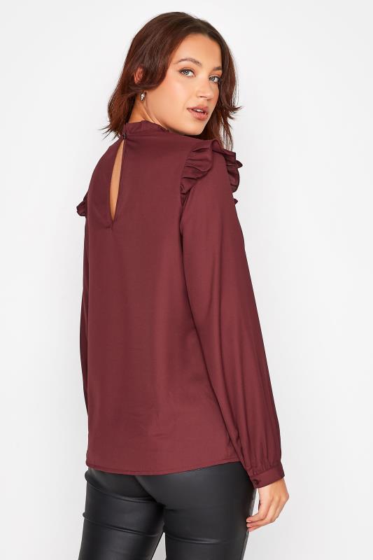 LTS Tall Women's Burgundy Red Lace Detail Blouse | Long Tall Sally 3
