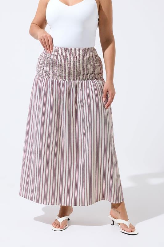 LIMITED COLLECTION Plus Size Red & White Stripe Maxi Skirt | Yours Clothing 1