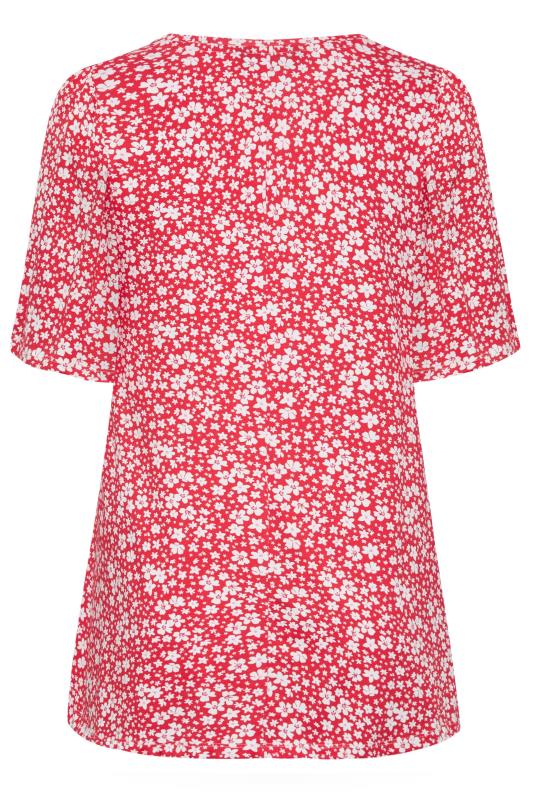 YOURS Curve Plus Size Red Floral Ditsy Print Top | Yours Clothing  7