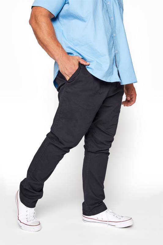  Grande Taille BadRhino Navy Elasticated Waist Rugby Trousers