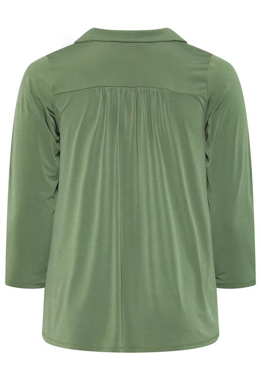 EVANS Plus Size Khaki Green Long Sleeve Blouse | Evans  6