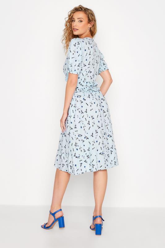LTS Tall Women's Light Blue Floral Print Frill Midi Dress | Long Tall Sally  3