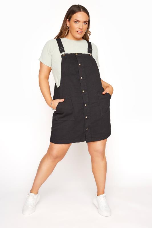 LIMITED COLLECTION Black Button Front Pinafore Dress_b.jpg