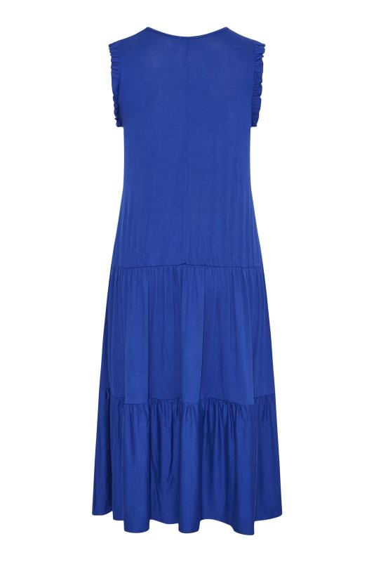 LIMITED COLLECTION Curve Cobalt Blue Frill Sleeve Smock Maxi Dress 7