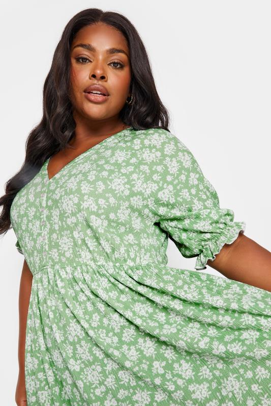LIMITED COLLECTION Plus Size Green Vintage Floral Textured Midaxi Dress | Yours Clothing 4