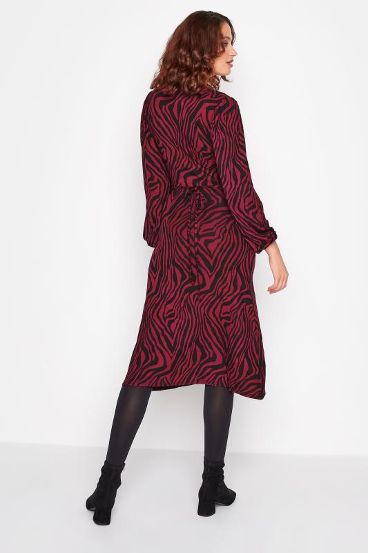 LTS Tall Red & Black Zebra Print Wrap Dress 4