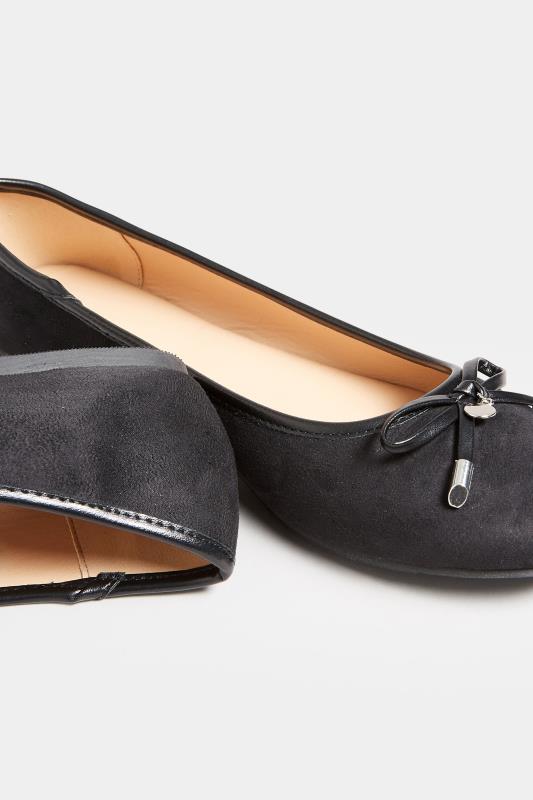 LTS Black Faux Suede Ballerina Pumps In Standard Fit | Long Tall Sally 5