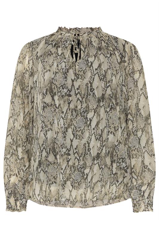M&Co Grey Snake Print Tie Neck Blouse | M&Co 5