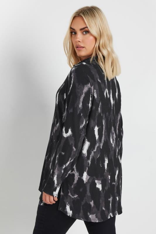 YOURS Plus Size Black Abstract Blur Print Textured Shirt | Yours Clothing  3