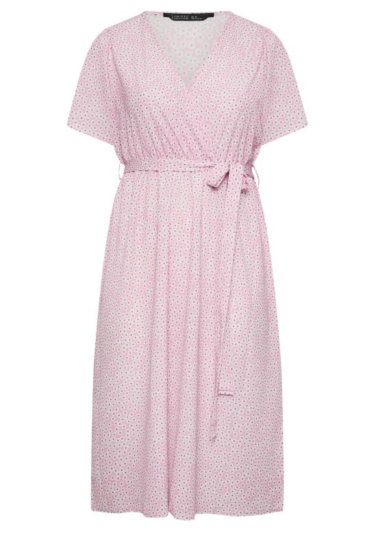 LIMITED COLLECTION Plus Size Pink Ditsy Floral Print Wrap Dress | Yours Clothing 6