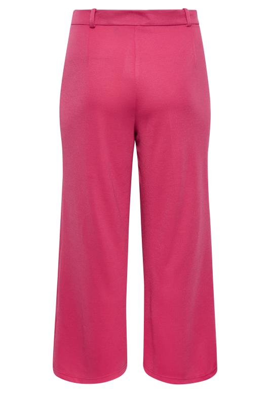 YOURS Plus Size Pink Wide Leg Button Up Trousers | Yours Clothing 5