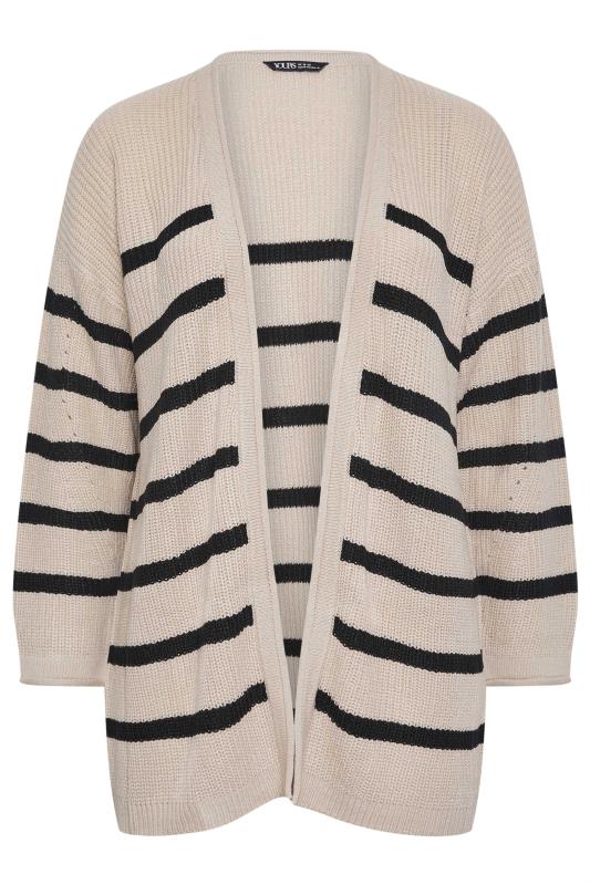 YOURS Plus Size Beige Brown & Black Striped Cardigan | Yours Clothing 5