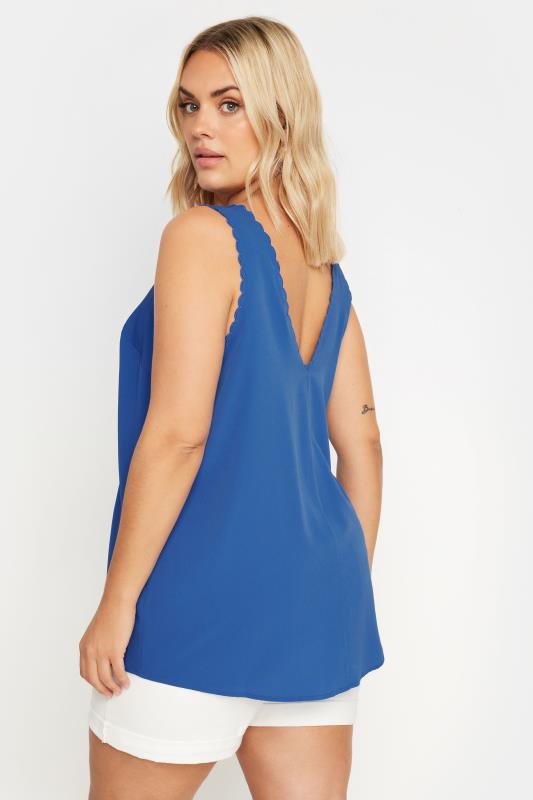 YOURS Plus Size Cobalt Blue Scallop Trim Cami Top | Yours Clothing 3