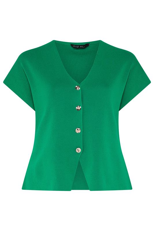 LIMITED COLLECTION Plus Size Green Short Sleeve Knitted Top | Yours Clothing 5