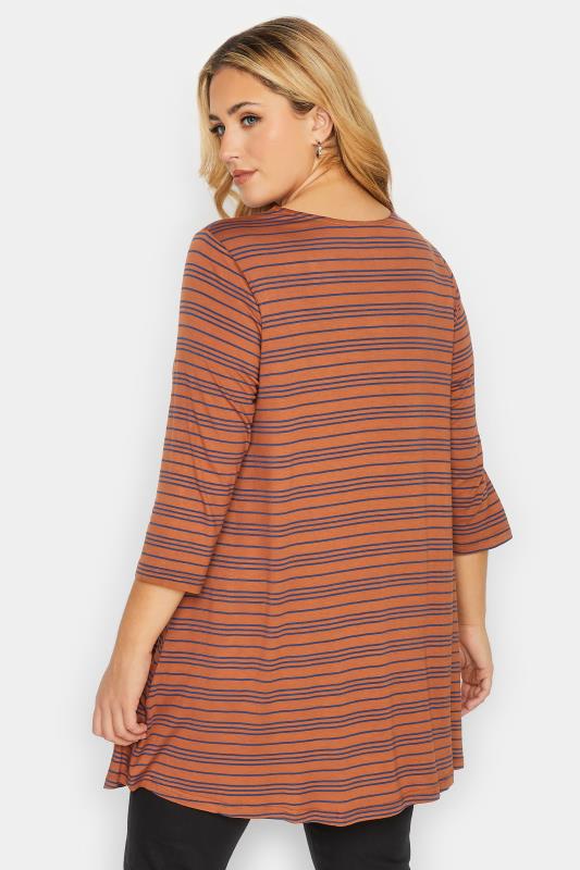 Plus Size Orange Stripe Longline T-Shirt | Yours Clothing 3