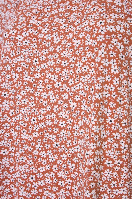LIMITED COLLECTION Curve Rust Orange Daisy Print Top_S.jpg