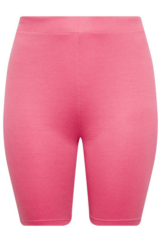 YOURS Plus Size Pink Ribbed Cycling Shorts | Yours Clothing 4