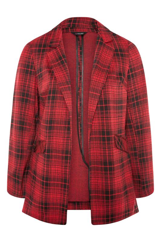 Plus Size Red Check Blazer Jacket | Yours Clothing 6