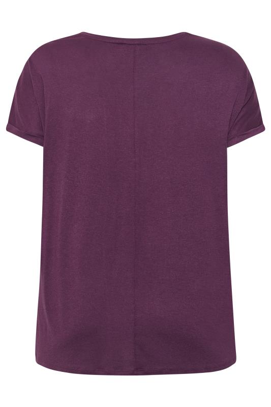 Plus Size Purple Stud Embellished Grown On Sleeve T-Shirt | Yours Clothing 7