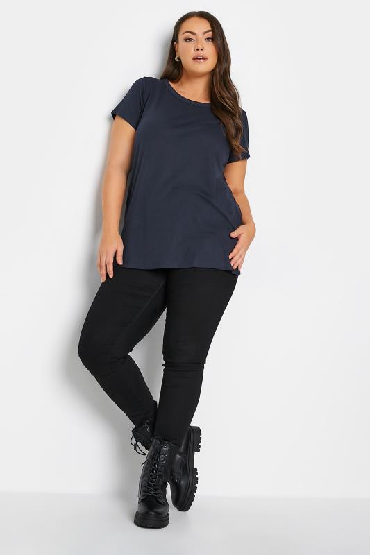 Plus Size Dark Blue Short Sleeve T-Shirt | Yours Clothing 2