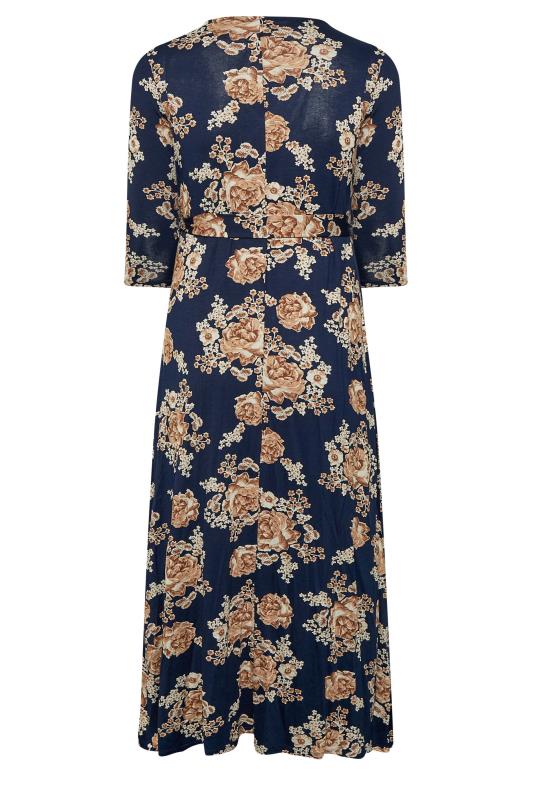 Plus Size Navy Blue Floral V-Neck Maxi Dress | Yours Clothing 7