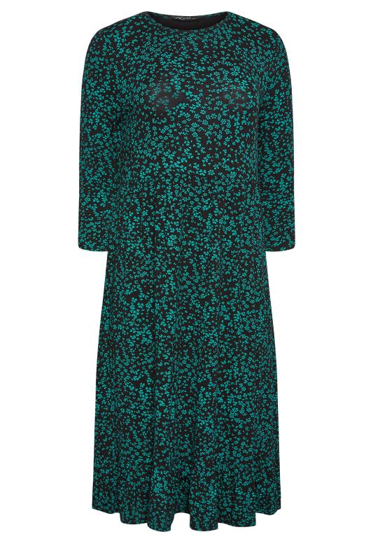 M&Co Petite Dark Green Ditsy Floral Print Midi Dress | M&Co 6