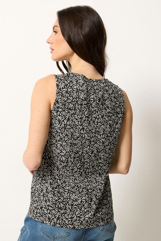 M&Co Black Leaf Print Button Detail Cotton Vest Top | M&Co 2
