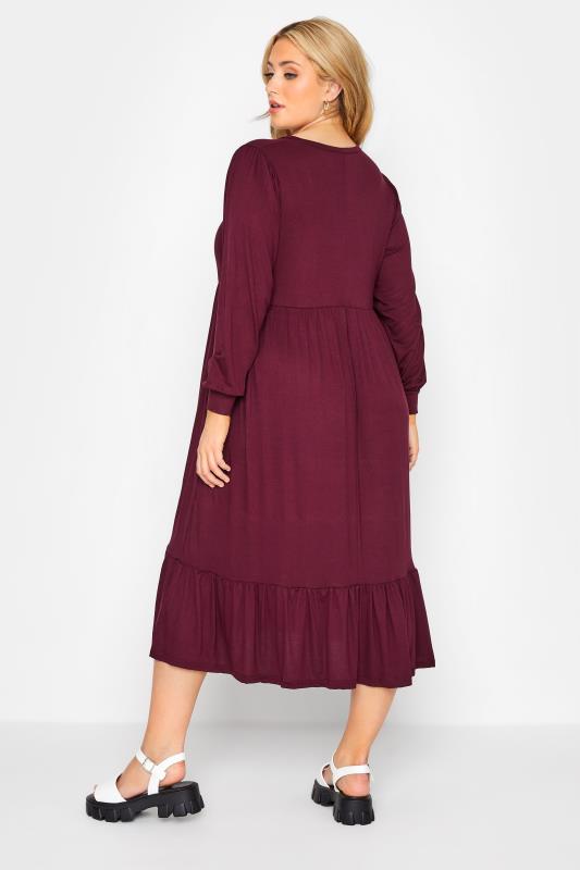 LIMITED COLLECTION Curve Purple Long Sleeve Tiered Dress 3