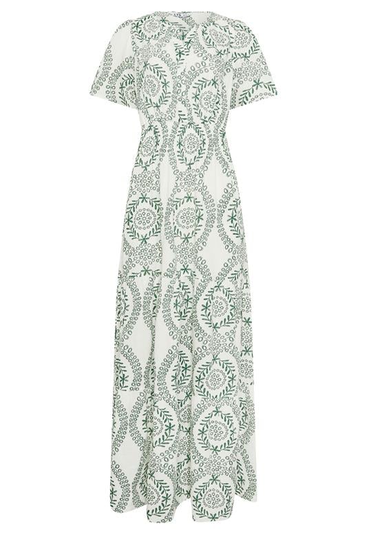 LTS Tall Women's Green & White Leaf Print Linen Maxi Dress | Long Tall Sally 6