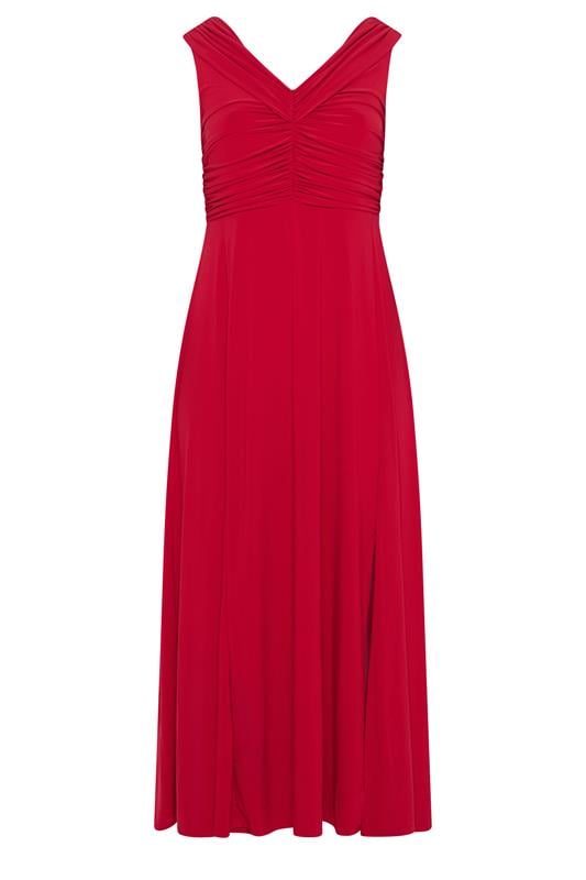 YOURS LONDON Plus Size Red Bardot Maxi Dress | Yours Clothing 5