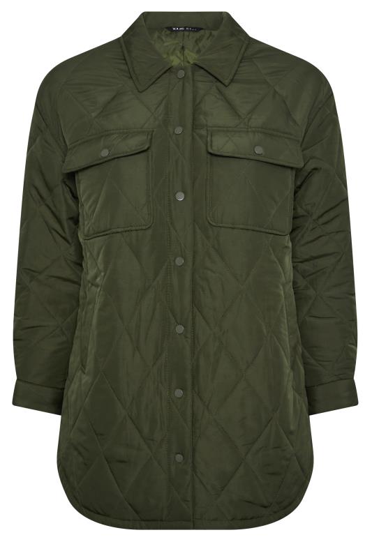 YOURS Plus Size Khaki Green Quilted Jacket | Yours Clothing 7