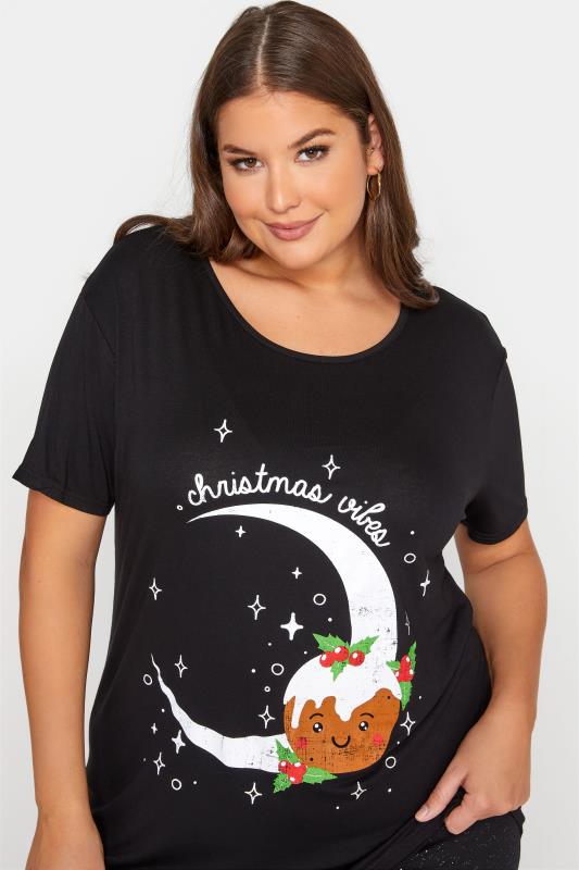 Black 'Christmas Vibes' Slogan Christmas T-Shirt_D.jpg