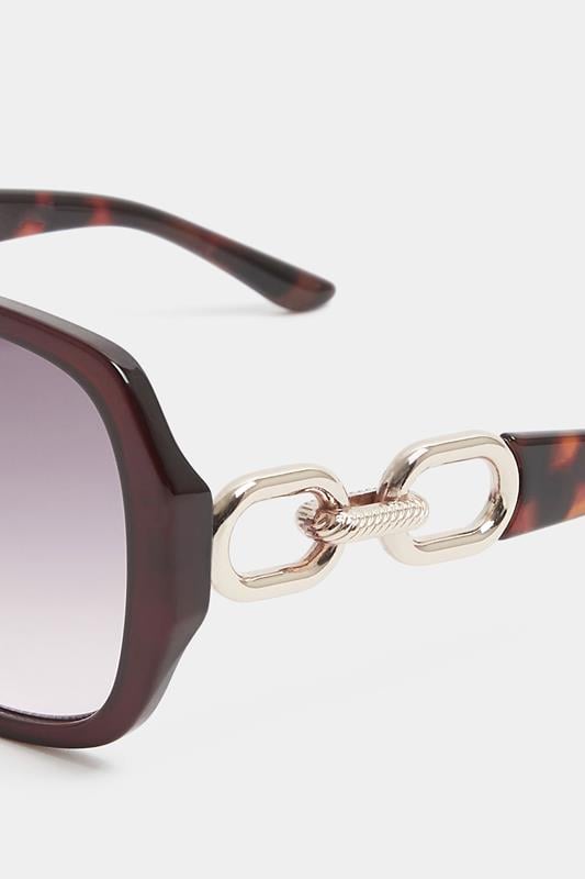 Brown Chain Oversized Sunglasses | Yours Clothing 4