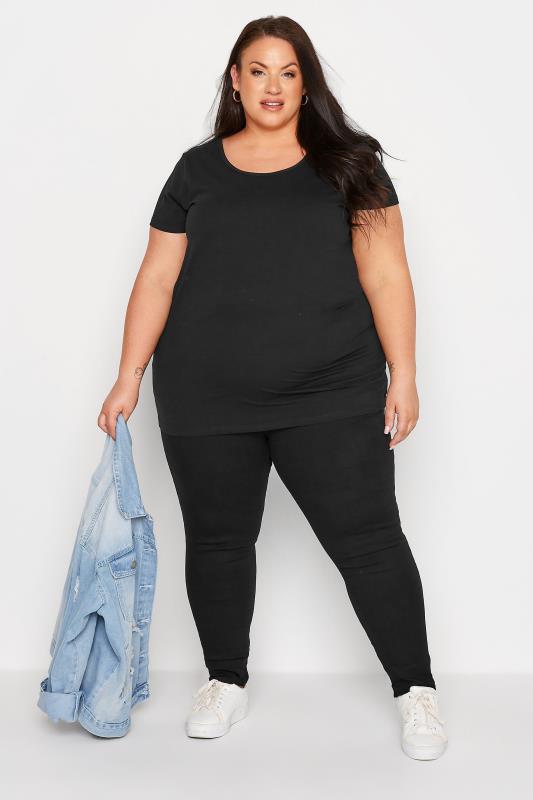 Plus Size Black Pull On JENNY Jeggings | Yours Clothing 2