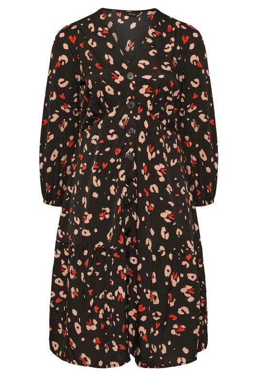 Plus Size Black Leopard Print Button Through Dress | Yours Clothing 6