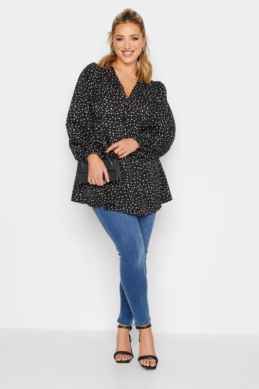 LIMITED COLLECTION Plus Size Black & White Spot Print Blouse | Yours Clothing 2
